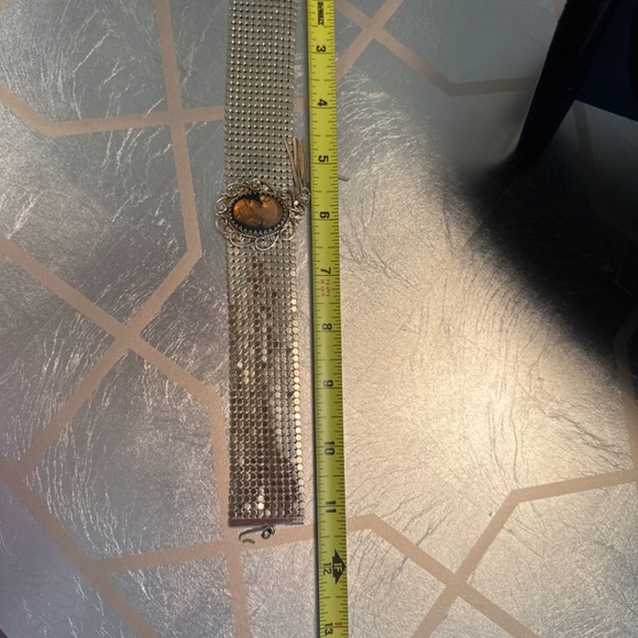 Rare Cameo Whiting & Davis Choker Mesh Adjustable Tassel Necklace Vintage - Picture 4 of 6